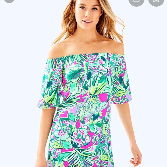 NWT Lilly Pulitzer Small Fawcett Off The Shoulder Dress in Early Bloomer - Picture 5 of 16